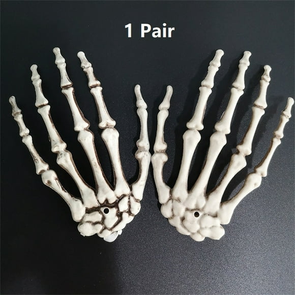 2Pcs Halloween Skull Skeleton Human Hand Bone Terror Adult Scary Prop Decor XR